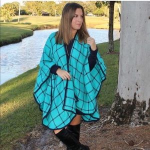 Warm and cozy navy and blue wrap.